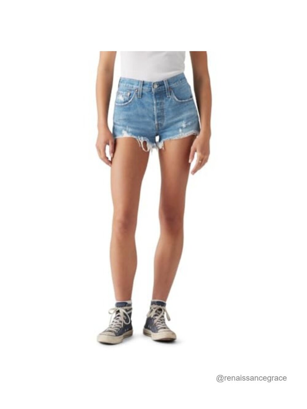 High Rise Denim Jean Shorts Button Fly 100% Cotton No Stretch